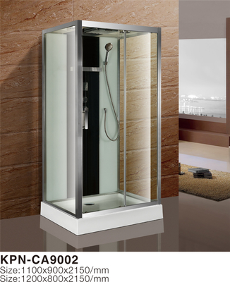 Instalación de esquina Cabina de ducha de vidrio 1100*900*2100mm en cromo con marco