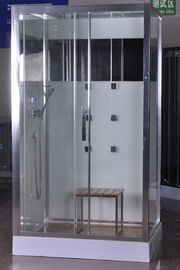 Paradas de ducha de lujo de la esquina del masaje, cabina rectangular de la ducha con el asiento de bambú 1200x800x2150m m
