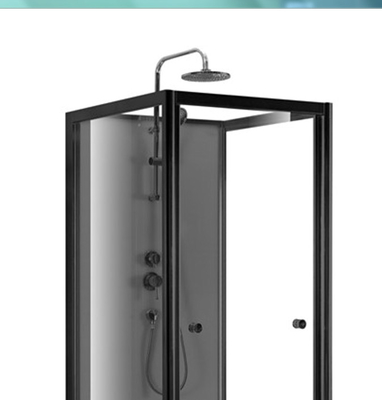 El cuadrado 4m m de la puerta del pivote moderó la cabina de cristal clara de la ducha con la bandeja de acrílico negra