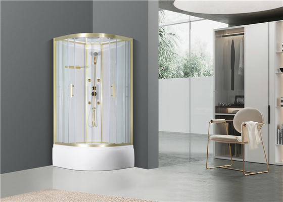 Cabina de la ducha con la bandeja de acrílico blanca los 900*900*2150cm   alumimium del oro, alta bandeja