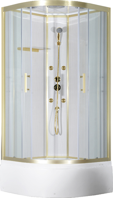 Cabina de la ducha con la bandeja de acrílico blanca los 900*900*2150cm   alumimium del oro, alta bandeja