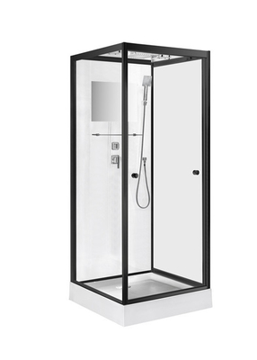 El cuadrado 4m m de la puerta del pivote moderó la cabina de cristal clara de la ducha con la bandeja de acrílico blanca